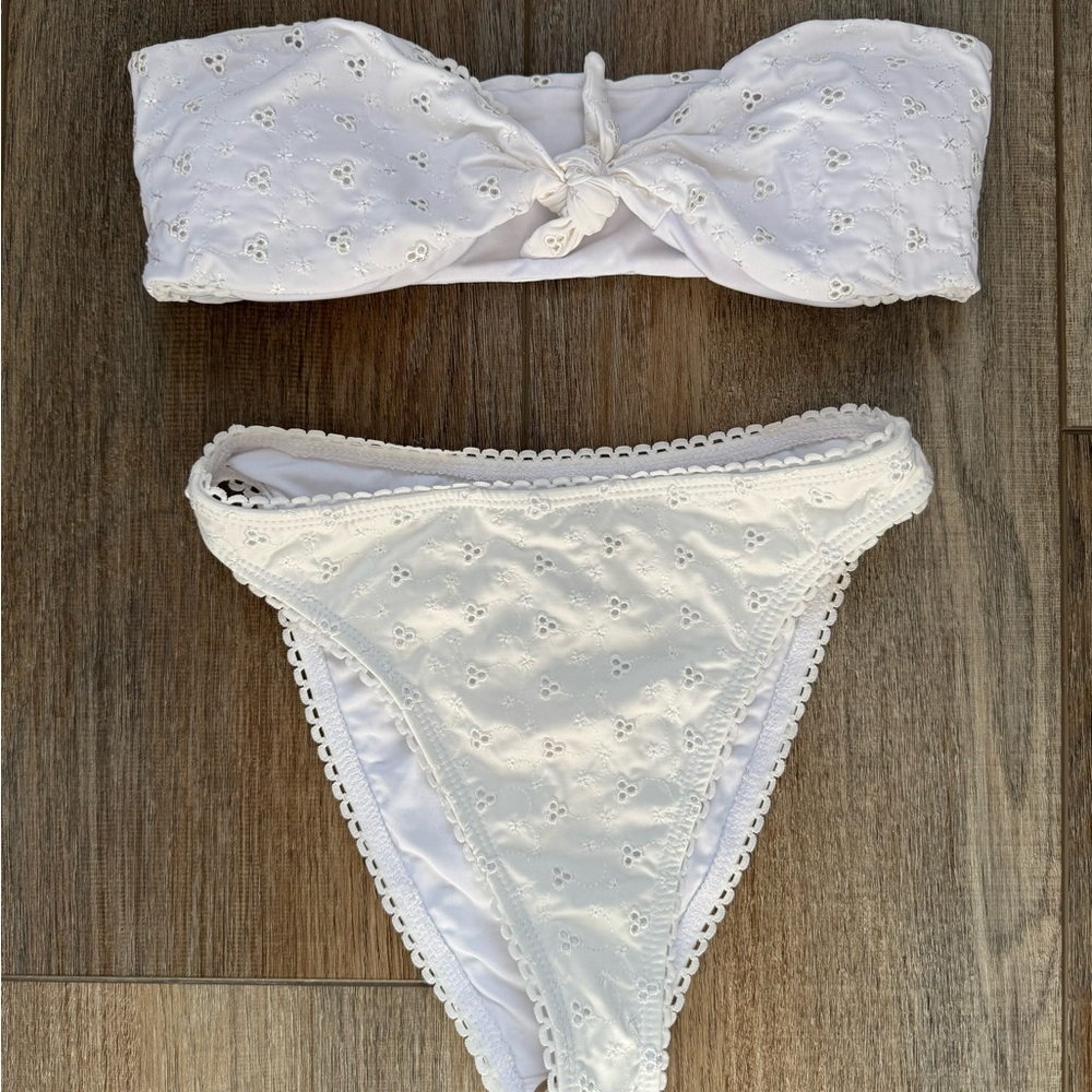 Dippin' Daisy's White Eyelet Bandeau Bikini Set